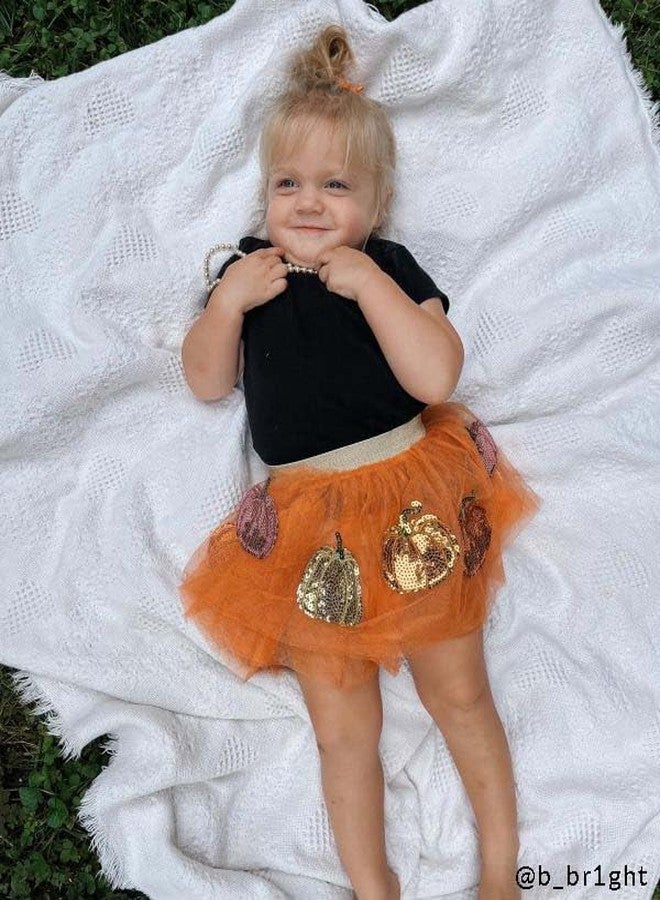 Mud Pie Children's Pumpkin Patch Sequin Tutu; One Size Orange - Image 4