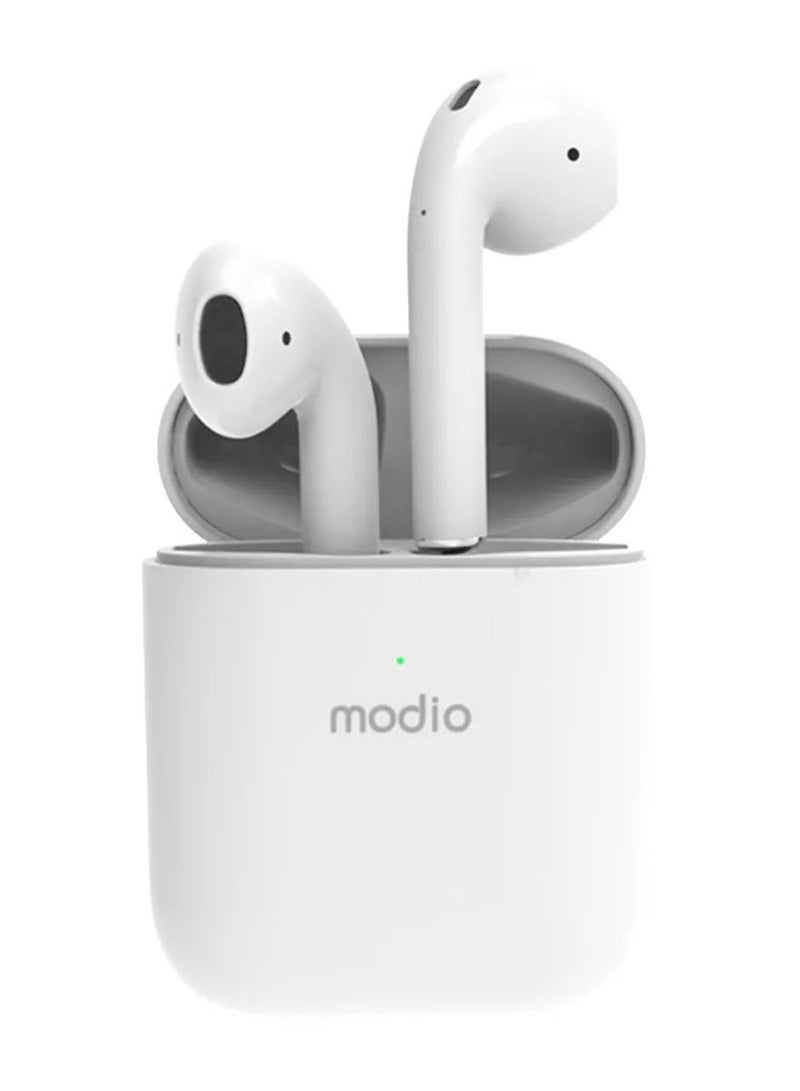 موديو سماعات الأذن مع علبة الشحن بيضاء - Image 1