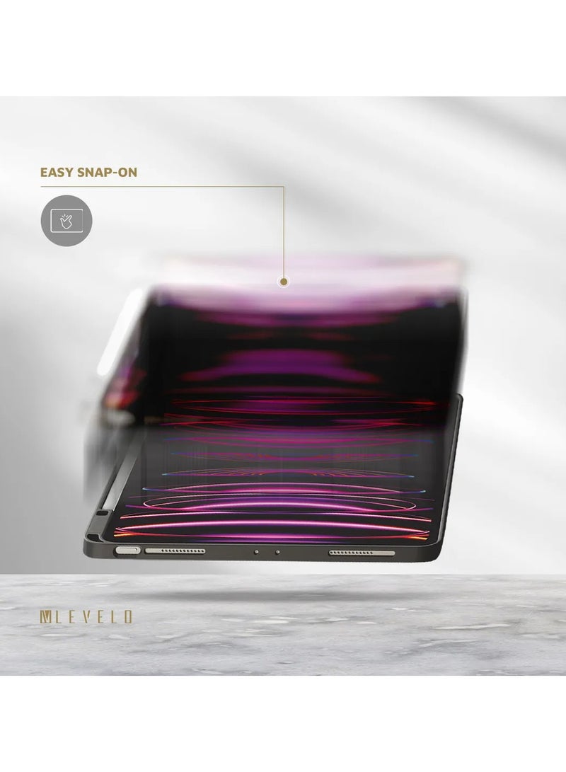 ليفيلو حافظة ايباد برو 12.9 انش جلد هجين انيق / حافظة مغناطيسية / حماية 360 درجة / حافظة ممتصة للصدمات / عمودية لمكالمات الفيديو او القراءة - بني - Image 3