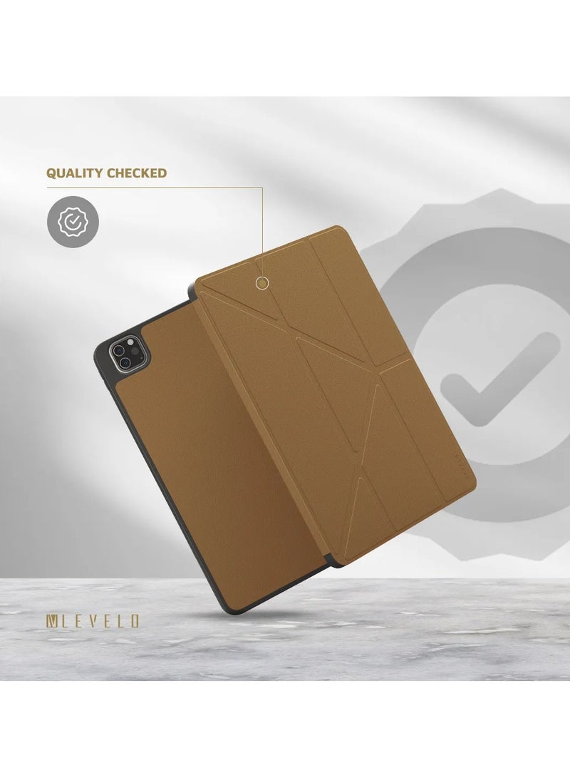 ليفيلو حافظة ايباد برو 12.9 انش جلد هجين انيق / حافظة مغناطيسية / حماية 360 درجة / حافظة ممتصة للصدمات / عمودية لمكالمات الفيديو او القراءة - بني - Image 4