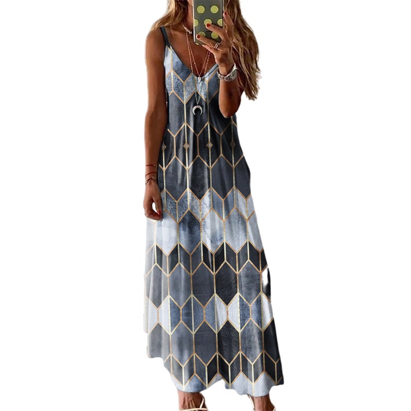 Women's Casual Printed Sleeveless Long Dress - Image 5
