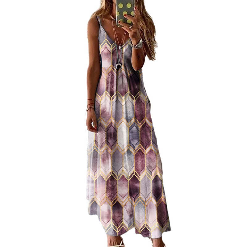 Women's Casual Printed Sleeveless Long Dress - Image 2