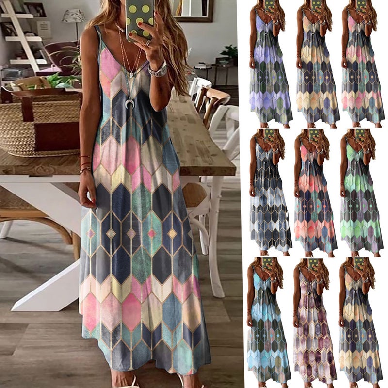 Women's Casual Printed Sleeveless Long Dress - Image 1