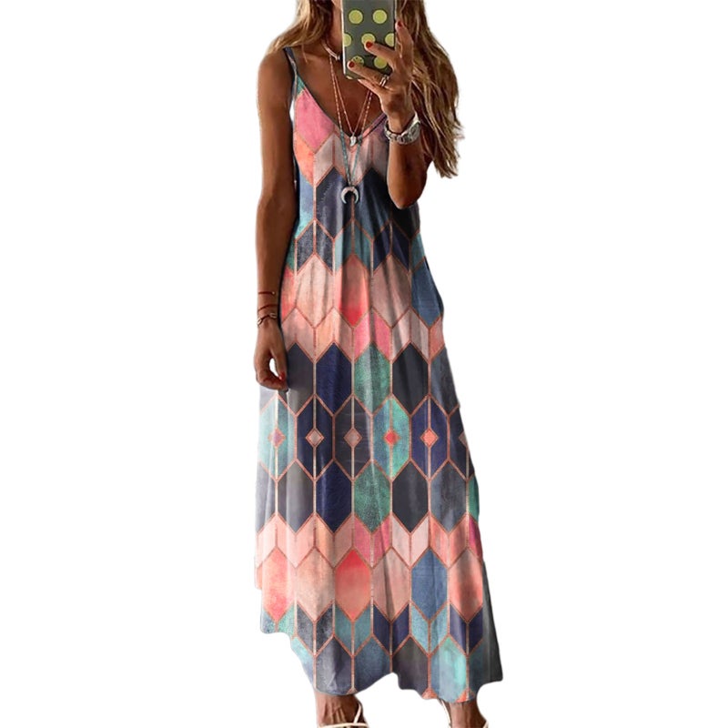 Women's Casual Printed Sleeveless Long Dress - Image 3