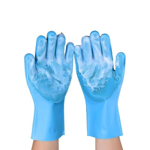 DIVAYANSHI Silicone Cleaning Gloves for Dishwashing & Household Use | Heat Resistant, Reusable, Non-Slip Scrub Gloves for Kitchen, Car, gardening, Pet Hair & Bathroom Cleaning – 1 Pair - Image 1