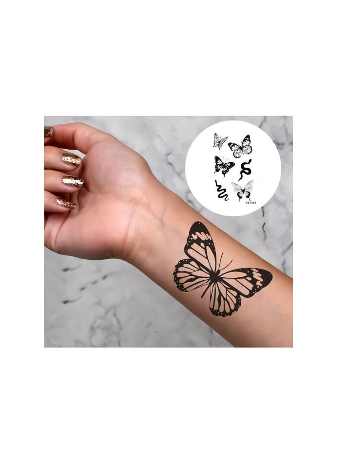 KHAJUL 2PCS Temporary Tattoos, Butterfly Heart Diamond Designs, Semi-Permanent 14 Days Matte Finish, for Fingers Ears Shoulders Neck Body (Small) - Image 4
