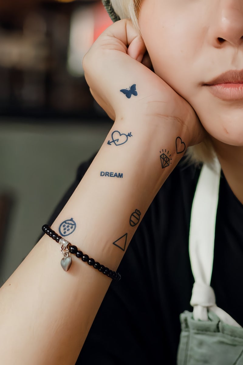 KHAJUL 2PCS Temporary Tattoos, Butterfly Heart Diamond Designs, Semi-Permanent 14 Days Matte Finish, for Fingers Ears Shoulders Neck Body (Small) - Image 3