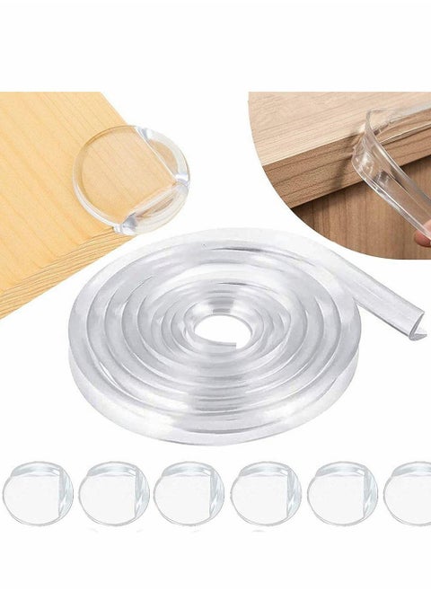 Safety Edge Corner Protector Set, Clear Baby Proofing Guards, Soft Silicone Bumper Strip 15.7ft  with Round Child Edge Protector for Cabinets, Tables, Furniture
