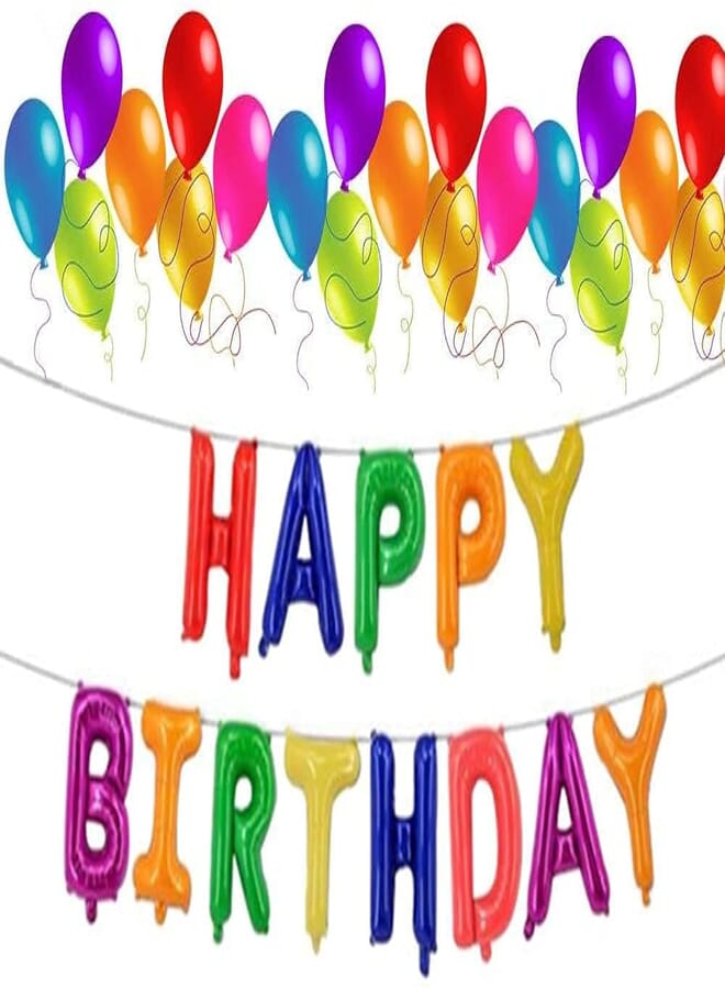 Secret Happy Birthday Banner Balloons Bunting Rainbow 16 inch Letters Foil & 20 Pack Large 12 Inch Rainbow Ballloons for Birthday Party Decorations Supplies , 2725610372269