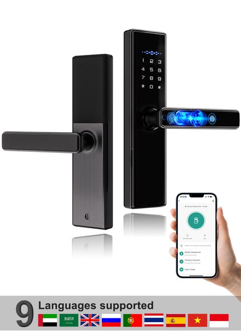Smart Door Lock , WiFi Door Lock with Tuya APP Control, Door Locks with Keypads, Auto Lock One Touch Unlock,Color black,4585 Mortise