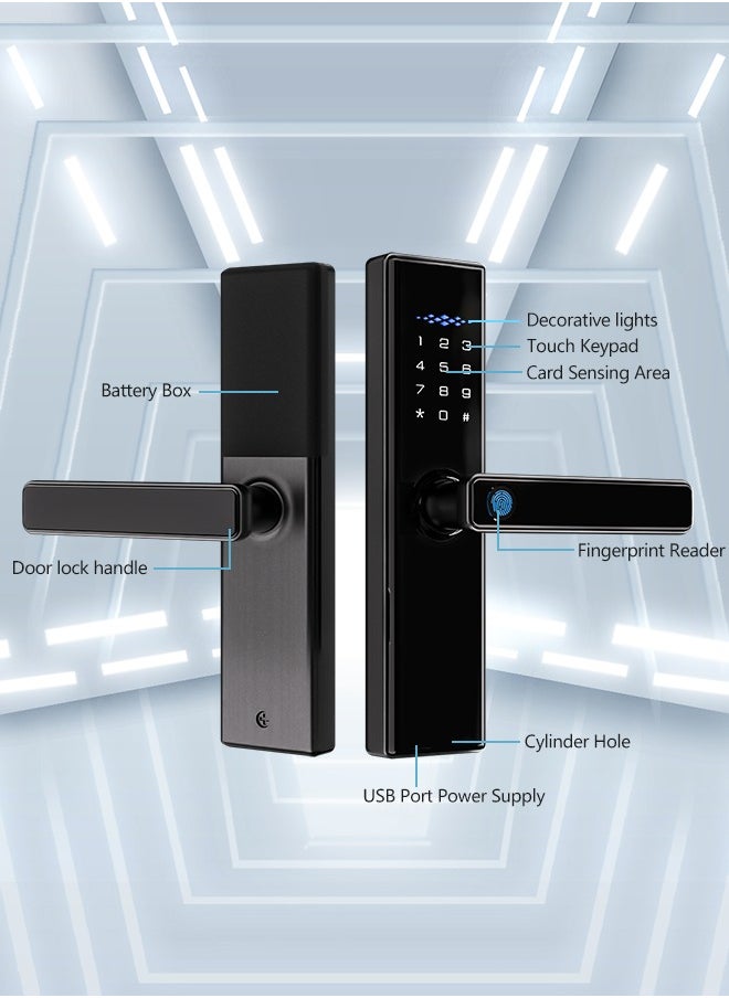 ALINK - Smart Door Lock , WiFi Door Lock with Tuya APP Control, Door Locks with Keypads, Auto Lock One Touch Unlock,Color black,4585 Mortise - Image 1