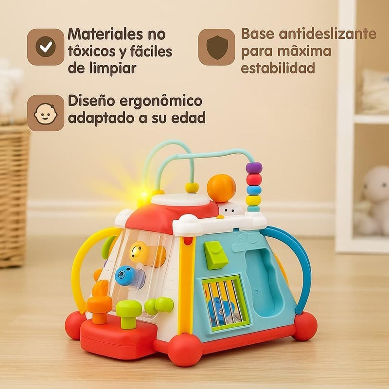 Hola 15-in-1 Discover Activity Cube, Interactive Toy for Toddlers 1-3, Music, Lights, Spinning Gears, Hammer Beads, Phone, Microphone, Drum & More, Develops Motor Skills, Imagination 18M+ - Image 5