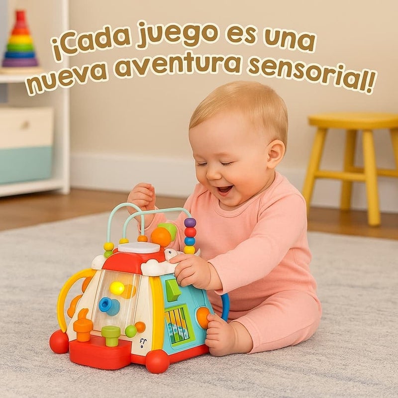 Hola 15-in-1 Discover Activity Cube, Interactive Toy for Toddlers 1-3, Music, Lights, Spinning Gears, Hammer Beads, Phone, Microphone, Drum & More, Develops Motor Skills, Imagination 18M+ - Image 4