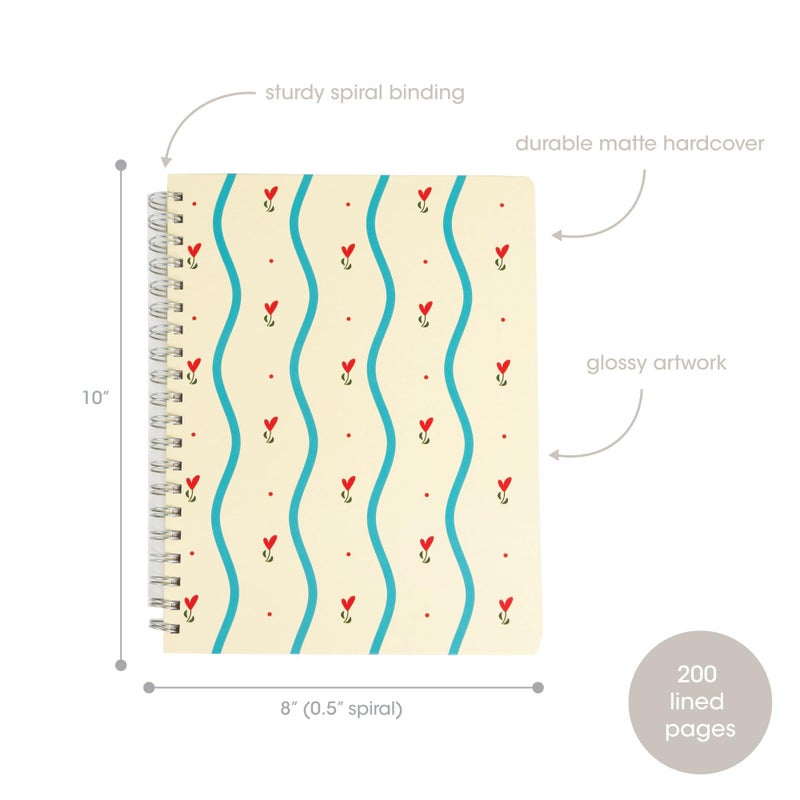 Pearhead Floral Hardcover Spiral Notebook, 8x10 College-Ruled Journal with Perforated Pages, 200 Lined Pages for Note Taking, Journaling & Planning - Image 2