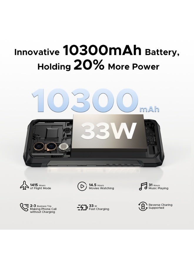 DOOGEE Blade 20 Turbo AI 5G Rugged Phone Unlocked,10300mAh/33W,Android 15 Rugged Smartphone,32GB+256GB/TF 2TB,Dimensity 7050,6.6”HD + 90Hz,50MP+16MP,Face ID/NFC/WiFi6/IP68/IP69K/3 Card Slot,Black - Image 3