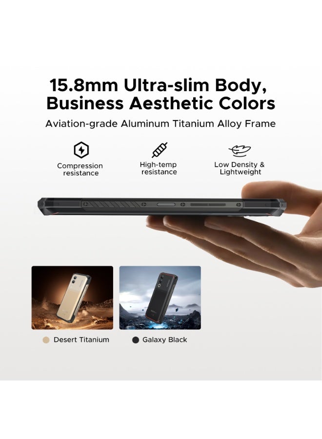 DOOGEE Blade 20 Turbo AI 5G Rugged Phone Unlocked,10300mAh/33W,Android 15 Rugged Smartphone,32GB+256GB/TF 2TB,Dimensity 7050,6.6”HD + 90Hz,50MP+16MP,Face ID/NFC/WiFi6/IP68/IP69K/3 Card Slot,Black - Image 5