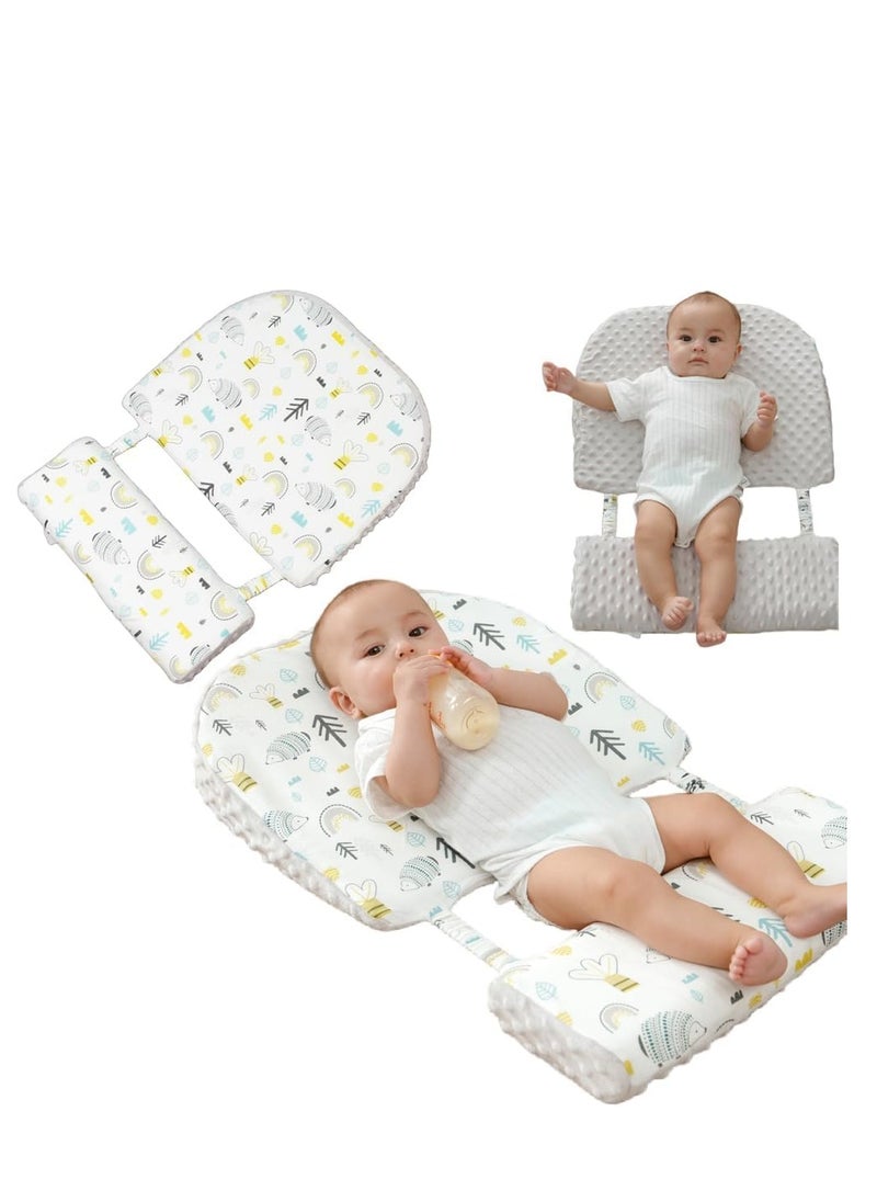 MIXDE Baby Wedge Pillow Baby Crib Nursery Pillows, Ergonomic Anti Vomiting Pillow, Prevent Spitting Flat Head Reflux, 15 Degree Tilt Breastfeeding Pillow, with Footrest and Adjustable Link Strap  - Image 1