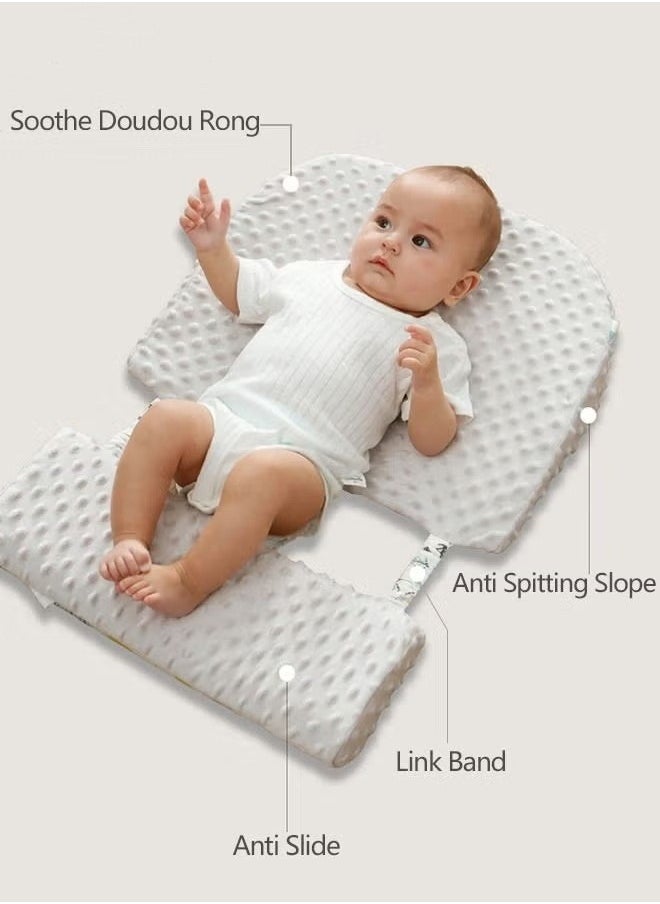 MIXDE Baby Wedge Pillow Baby Crib Nursery Pillows, Ergonomic Anti Vomiting Pillow, Prevent Spitting Flat Head Reflux, 15 Degree Tilt Breastfeeding Pillow, with Footrest and Adjustable Link Strap  - Image 4