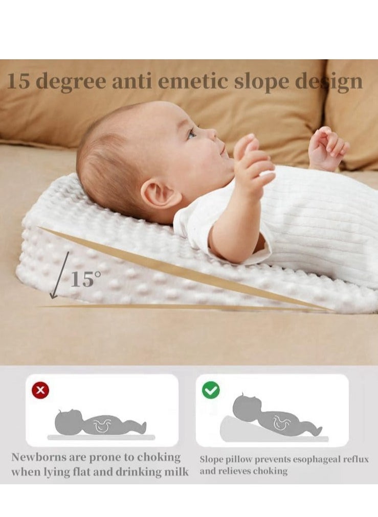 MIXDE Baby Wedge Pillow Baby Crib Nursery Pillows, Ergonomic Anti Vomiting Pillow, Prevent Spitting Flat Head Reflux, 15 Degree Tilt Breastfeeding Pillow, with Footrest and Adjustable Link Strap  - Image 3
