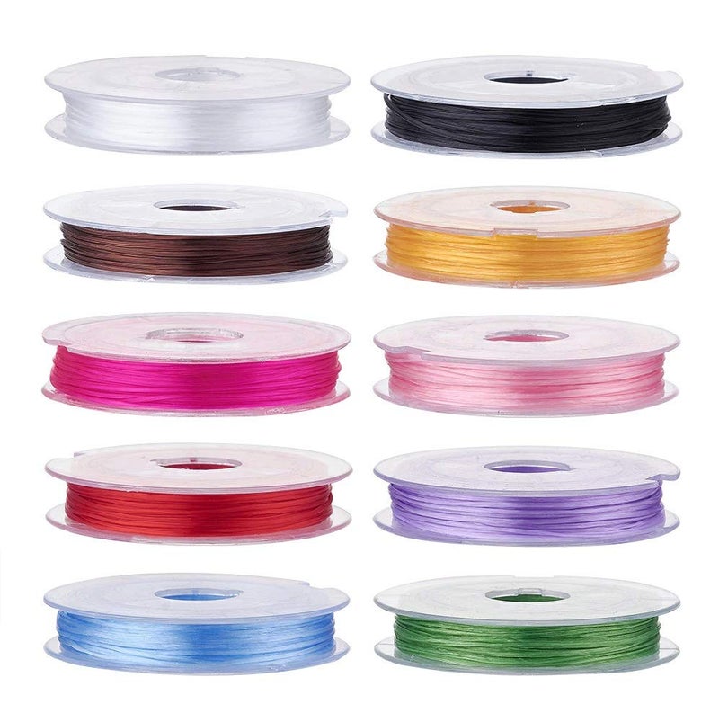 Deziine� 10 Rolls Mixed Color Crystal Elastic Cord Strong Stretchy Beading Thread String 0.8mm - Image 1