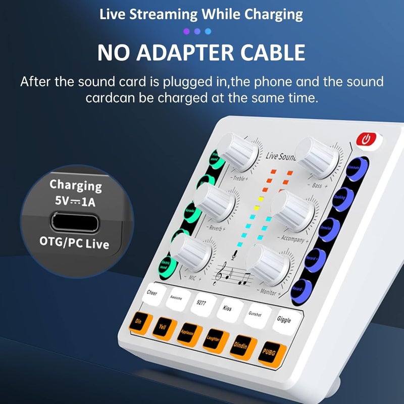 M8 Live Sound Card Audio Interface – USB Audio Mixer with DSP Noise Reduction, Bluetooth, Voice Changer & Sound Effects for Live Streaming, Podcasting, Gaming & Recording - Image 2
