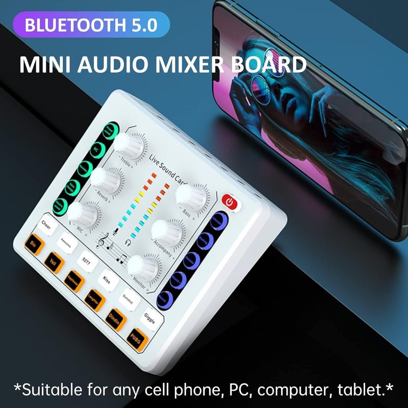 M8 Live Sound Card Audio Interface – USB Audio Mixer with DSP Noise Reduction, Bluetooth, Voice Changer & Sound Effects for Live Streaming, Podcasting, Gaming & Recording - Image 1