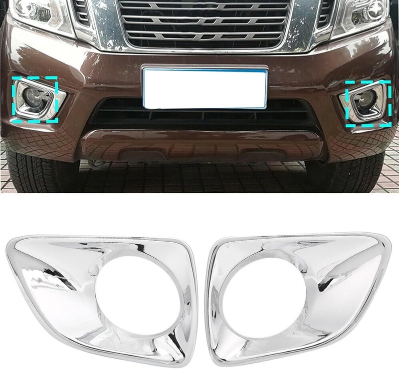 QASULER Chrome Fog Lamp Cover Trim for Nissan Navara NP300 - Image 2