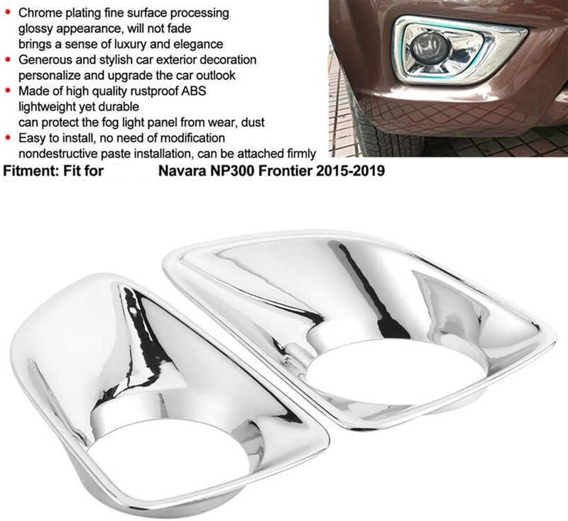 QASULER Chrome Fog Lamp Cover Trim for Nissan Navara NP300 - Image 3