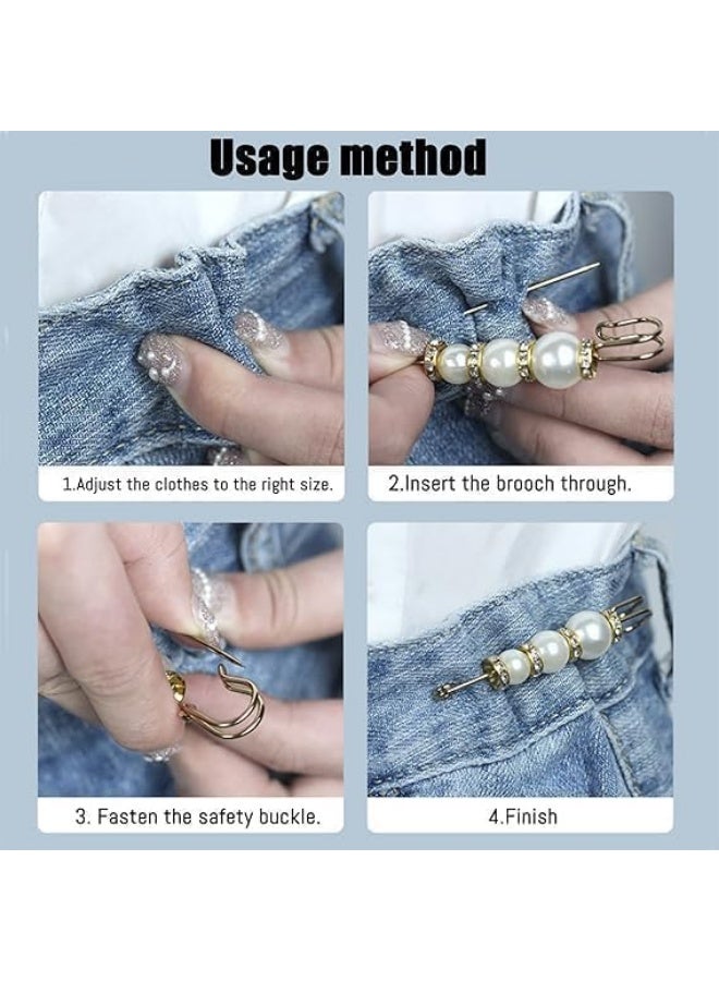 Decorative Beaded Brooch Pins with Gold Hook for Hijab, Shawls, Bags & Clothes – Elegant Women’s Accessory – White, Black & Gold - Image 2