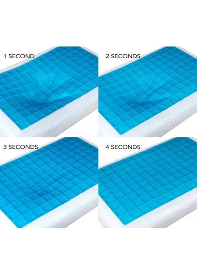 Moon Cool Gel Memory Foam Pillow memory_foam White/Blue 70x40cm - Image 3