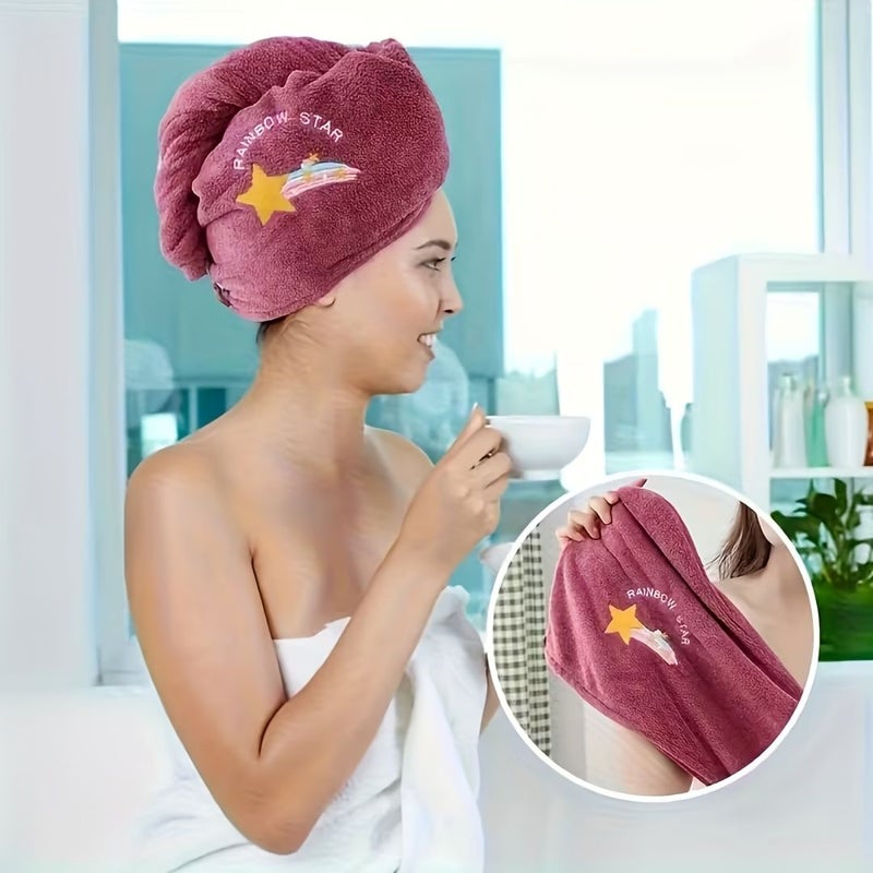 Purple Quick Dry Microfiber Hair Towel Wrap Women One Shoulder Scarf Style Drying Cap Anti Slip Design Suitable For All Seasons - Image 1