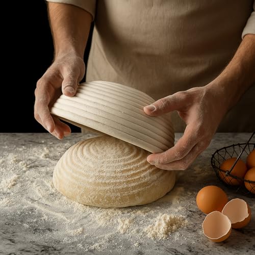 Saint Germain Bakery Round Banneton Proofing Basket and Bread Lame Set – 9 Inch Natural Rattan Bread Basket with Liner, 10 Blades & Leather Cover – Sourdough Baking Kit Gift for Beginners and Bakers - Image 5
