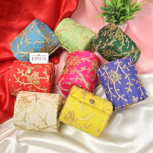 Epics (Pack of 3) Embroidered Churi Box, Bangle Organiser For Women, Bangle Box Storage For Women; Return Gift Round Bangle Box (Multi-Colour) - Image 1