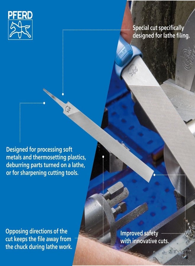 PFERD 10" Machinist File - Long Angle Lathe, Smooth Cut 2, Safe Edges - High-Quality Steel - Pack of 1 - Part #17005P - Image 2