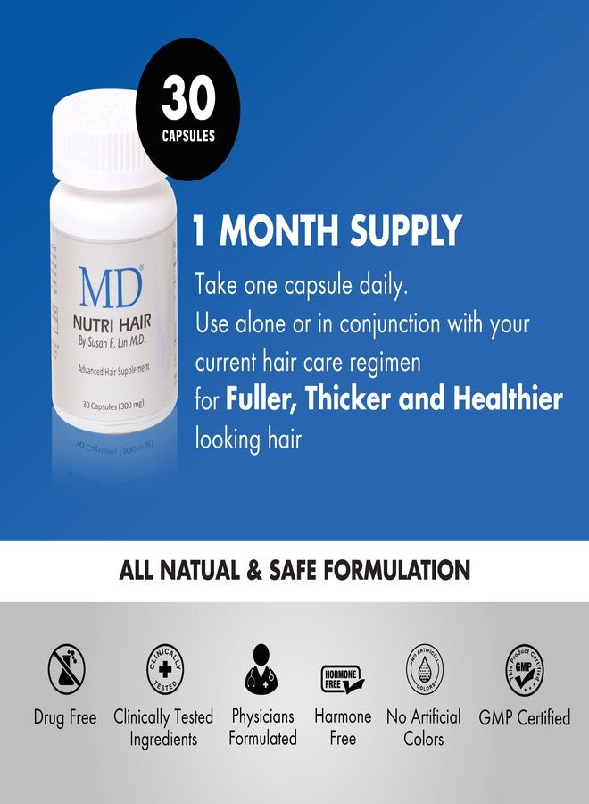 MD Nutri Hair Growth Supplement con biotina (30 cápsulas) | Previene la caída del cabello, minimiza la caída del cabello, el adelgazamiento, la rotura y promueve el cabello más largo y grueso | Formul - Image 5