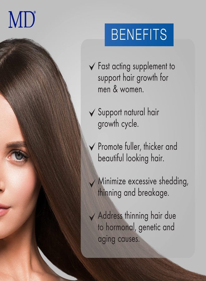 MD Nutri Hair Growth Supplement con biotina (30 cápsulas) | Previene la caída del cabello, minimiza la caída del cabello, el adelgazamiento, la rotura y promueve el cabello más largo y grueso | Formul - Image 3