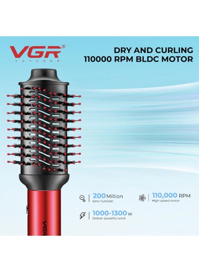 VGR 5-in-1 Professional Hot Air Styler with 110,000 RPM BLDC Motor – Fast Drying, Curling & Styling in One Tool High-Speed Ionic Hair Styler with Interchangeable Attachments, Adjustable Settings & Foldable Design for Easy Use - Red red - Image 4