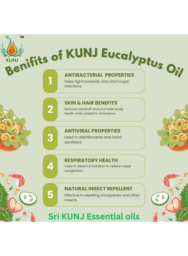 KUNJ Eucalyptus Essential Oil (Eucalyptus globulus) 100% Pure & Natural Undiluted Therapeutic Grade, For Healthy Skin, Hair, and Body - Revitalizing & Nourishing Care for Face - 100ml - Image 5
