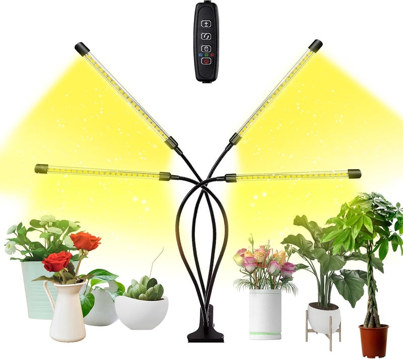 bseah Plant Lights for Indoor Plants, Grow Lights for Seed Starting Auto ON & Off Full Spectrum LED with Timer 4 Tubes - Image 1