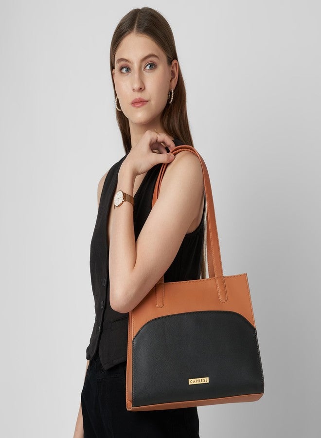 Caprese Tarry Medium Tote Bag for Women | Fits Up to 16 Inch Laptop | Stylish, Durable, Multi-Compartment Design for Work, Travel, Shopping | Comfortable Straps Shoulder and Handheld Bag (Tan) - Image 2