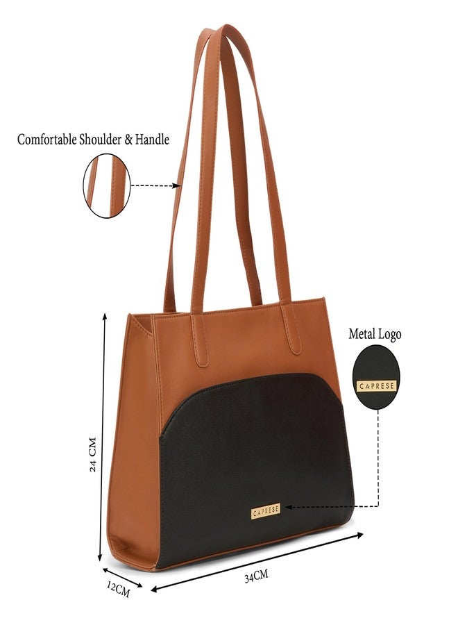 Caprese Tarry Medium Tote Bag for Women | Fits Up to 16 Inch Laptop | Stylish, Durable, Multi-Compartment Design for Work, Travel, Shopping | Comfortable Straps Shoulder and Handheld Bag (Tan) - Image 3
