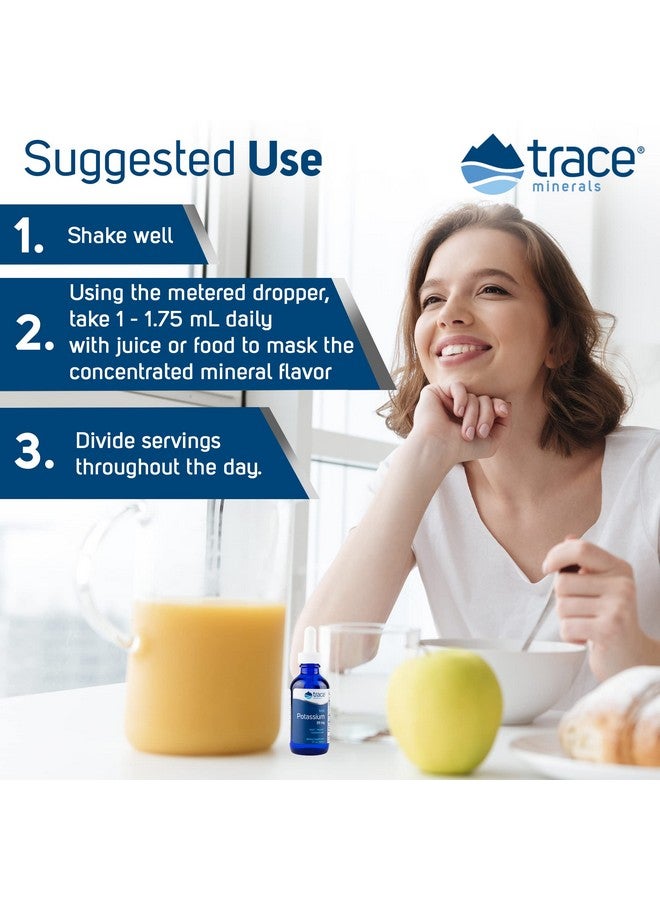 Trace Minerals معادن تتبع؛ مكمل غذائي سائل أيوني للبوتاسيوم؛ 99 ملغ بوتاسيوم و72+ معدن تتبع يعزز الإلكتروليتات وترطيب مستويات الطاقة ووظيفة الدماغ؛ 2 أونصة سائلة (1 عبوة) 33 حصة - Image 5