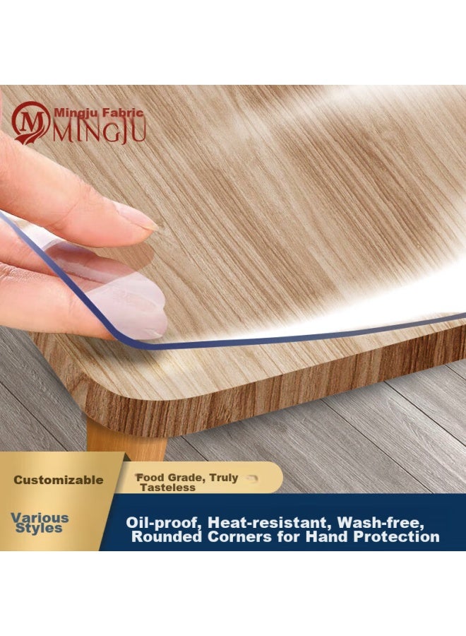 Mingju Fabric Crystal Board Pvc Table Mat, Thickened Soft Glass, Waterproof And Oil-proof, Coffee Table Pad, Transparent And Odorless 70*120cm - Image 1