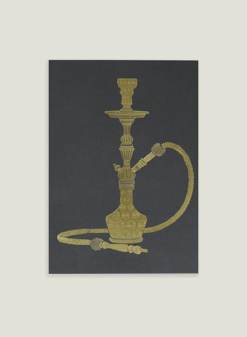 Little Majlis Postcard, shisha gold on grey