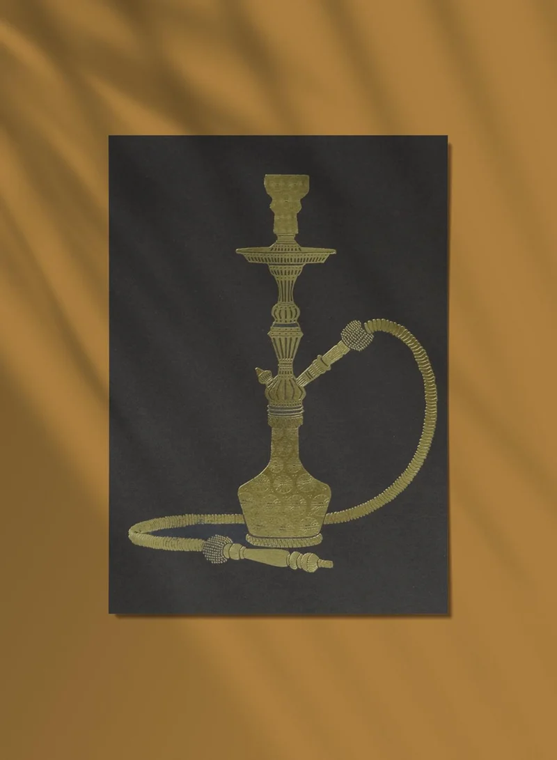 Little Majlis Postcard, shisha gold on grey