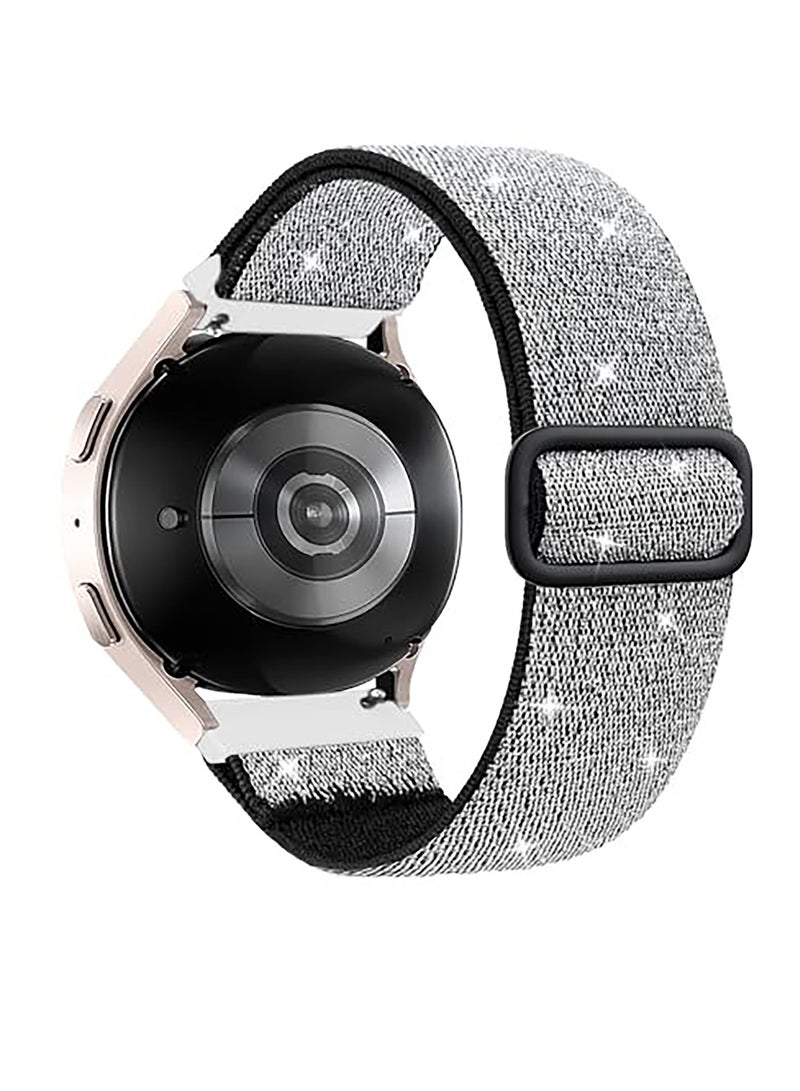 Strap Nylon Loop 20MM Band For Samsung Gear Sport/Watch6/Watch 4/Watch 5 /Watch 5 Pro /S2 classic/active 2 40mm 44mm/Amazfit GTS 2/3/ GTS 4/4 Mini/Bip 3/Pro/GTS 2 mini/GTS 2e/Bip U Black Silver