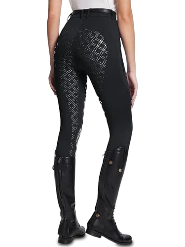 NAMAZU Womens Horse Riding Pants Full Seat Silicone Equestrian Breeches with Zipped Pockets Black - Image 3
