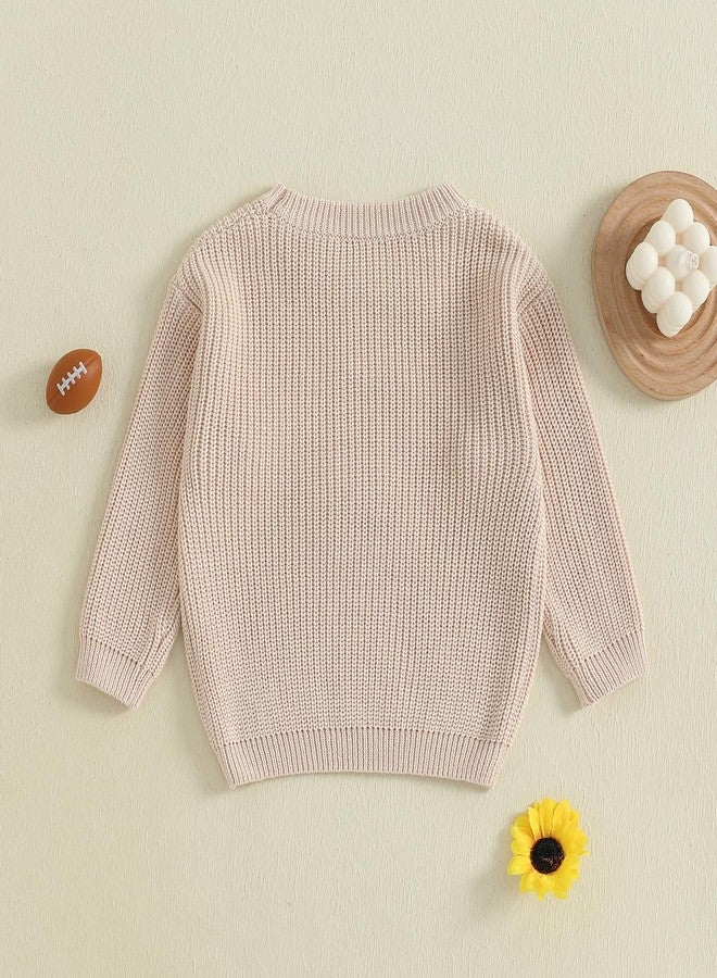 KMBANGI Newborn Toddler Boy Girl Football Sweater Go Bills Pullover Knitwear Game Day Warm Sweatshirt Fall Winter Clothes (Khaki, 3-6 Months) - Image 4
