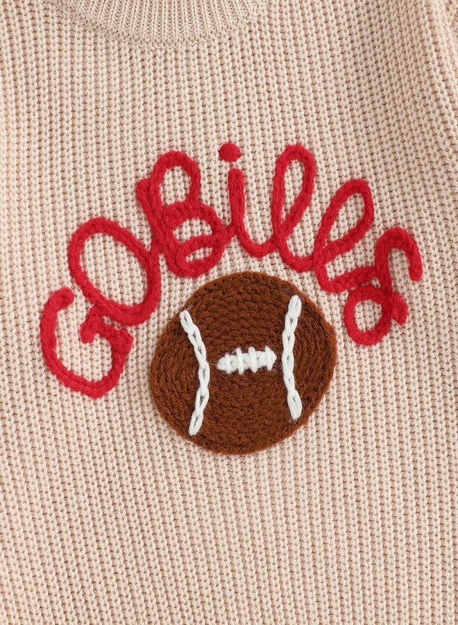 KMBANGI Newborn Toddler Boy Girl Football Sweater Go Bills Pullover Knitwear Game Day Warm Sweatshirt Fall Winter Clothes (Khaki, 3-6 Months) - Image 5