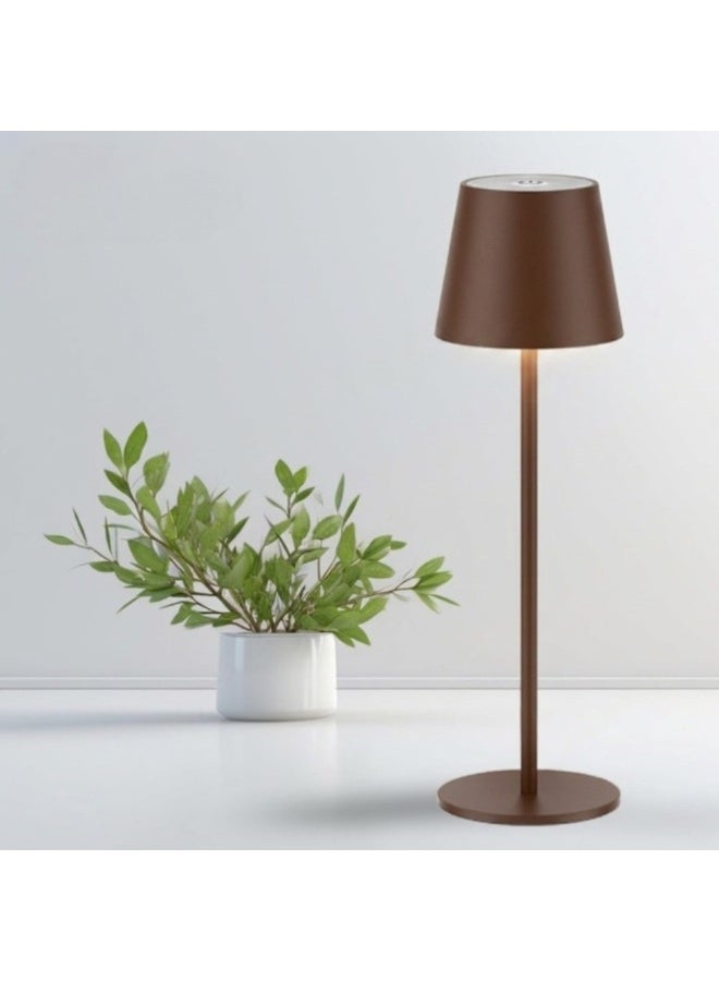 zentora LED Cordless Table Lamp, Rechargeable Brown Desk lamp 5000mAh Battery Operated Table Light 3 Color Dimming Metal Shell Touch Lamps for Bedrooms Restaurant Bedroom Bars (Brown) - Image 1